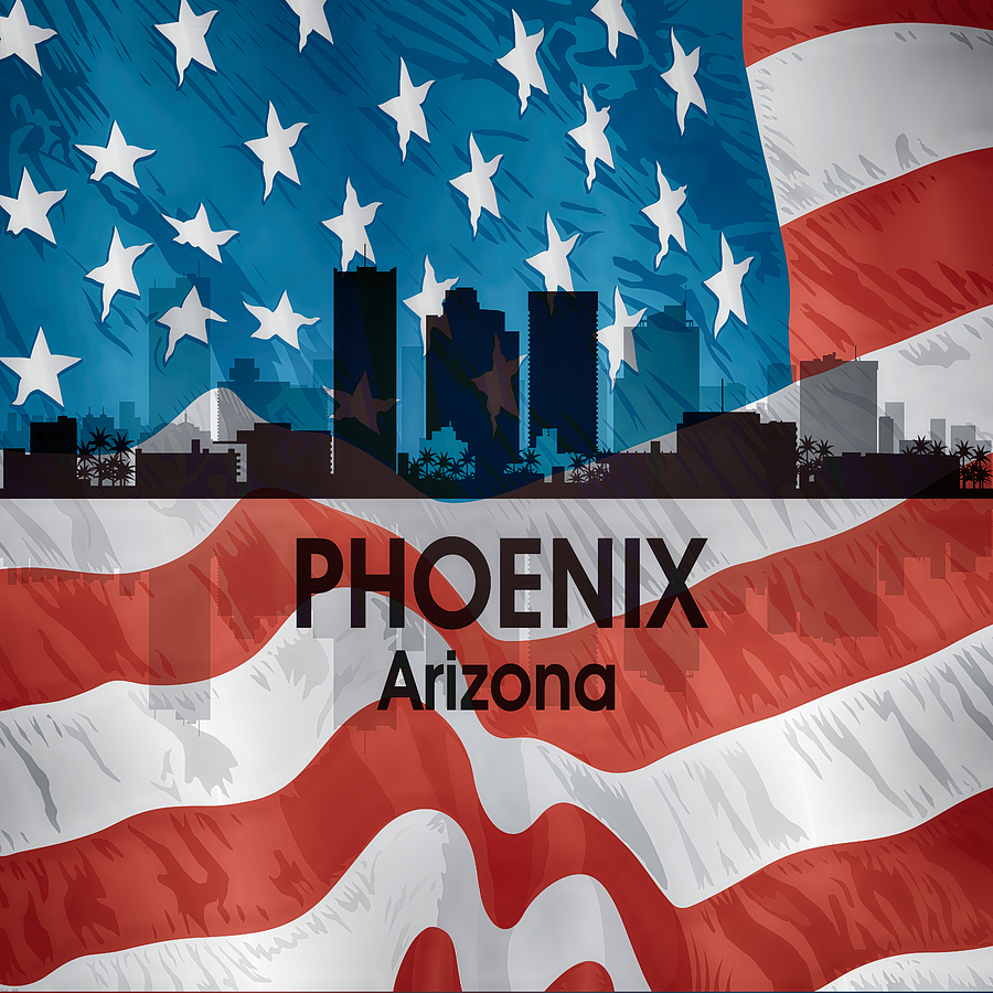 Phoenix AZ American Flag Squared Digital Art by Angelina Tamez