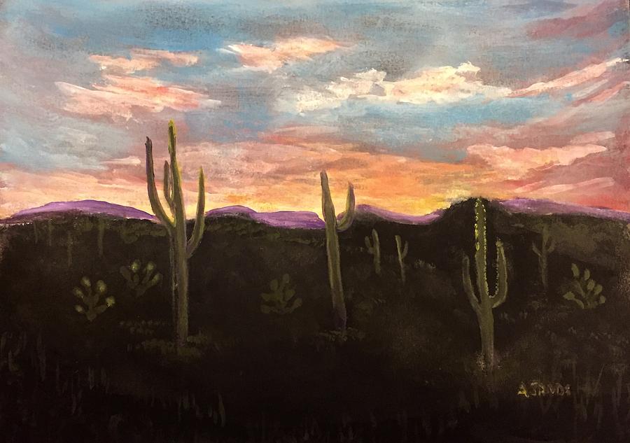 Phoenix Az sunset Painting by Anne Sands
