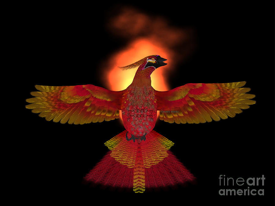Phoenix Bird Fire Painting by Corey Ford