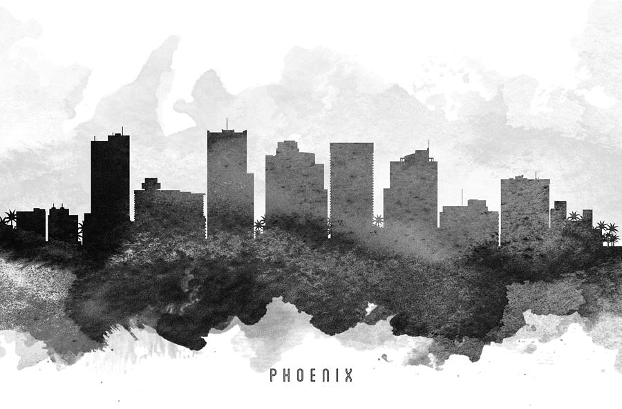 Phoenix Painting - Phoenix Cityscape 11 by Aged Pixel