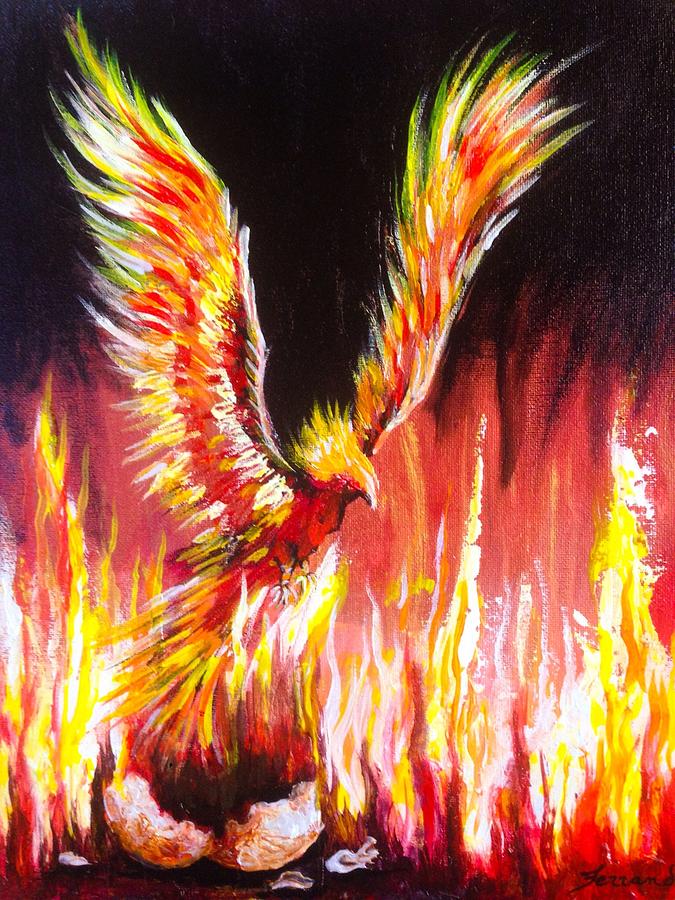 Phoenix Rising Painting by Karen  Ferrand Carroll