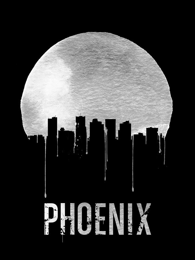 Phoenix Digital Art - Phoenix Skyline Black by Naxart Studio