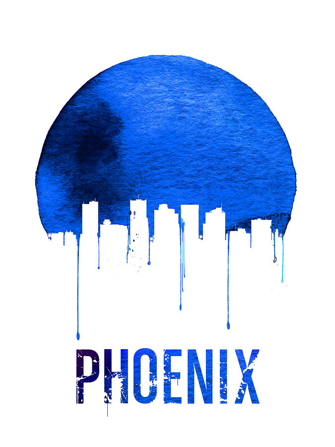 Phoenix Painting - Phoenix Skyline Blue by Naxart Studio