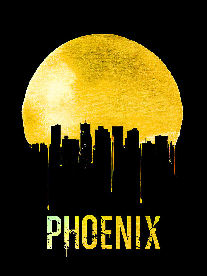 Phoenix Digital Art - Phoenix Skyline Yellow by Naxart Studio