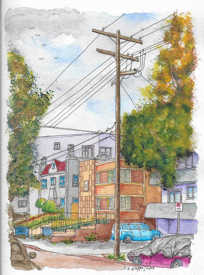 Hollywood Painting - Phole pole in Hawthorn and Fuller, Hollywood, California by Carlos G Groppa