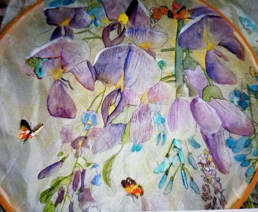 photo of GU embroidered painting  Photograph by Debbi Saccomanno Chan