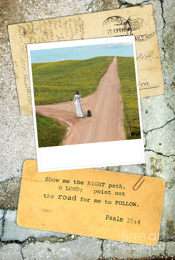 Photo of Lady on Road with Bible Verse Photograph by Jill Battaglia