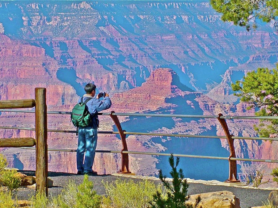 Photographer at Pima Point, Grand Canyon Nationsl Park-Arizona Photograph by Ruth Hager