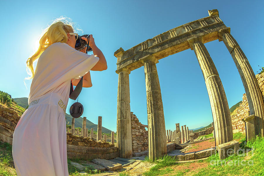 Photographer in Greek Temple Photograph by Benny Marty