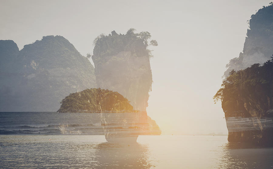 Phuket James Bond island Phang Nga with Vintage Instagram Style  Photograph by Brandon Bourdages