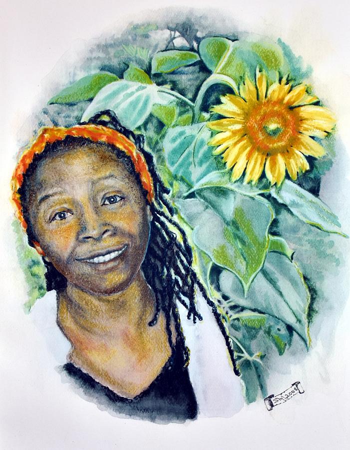 Phyllis - Sunflower Girl Painting by Susan Moore