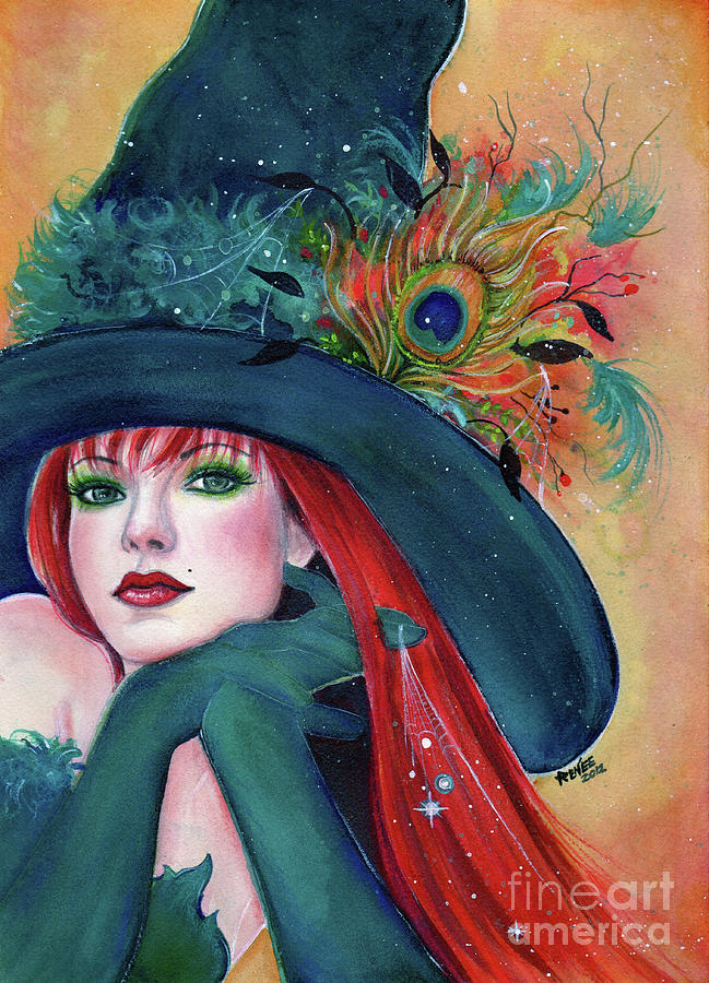 Witch Painting - Pia Dora witch by Renee Lavoie