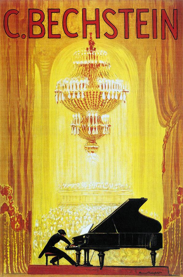 Pianist Playing To A Packed Theatre - C. Bechstein - German Piano Manufacturer - Vintage Poster Painting