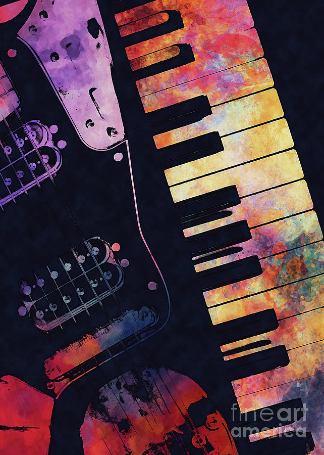 Piano And Guitar Art  Digital Art by Justyna Jaszke JBJart