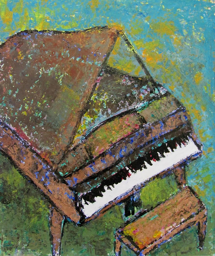 Piano Aqua Wall Painting by Anita Burgermeister