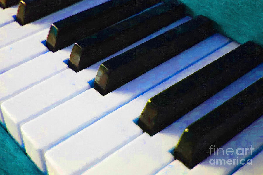 Music Photograph - Piano Keys . v2 . Blue by Wingsdomain Art and Photography