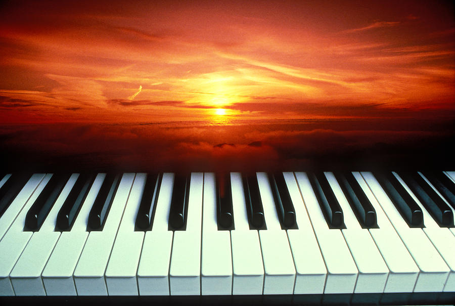 Sunset Photograph - Piano keys sunset by Garry Gay