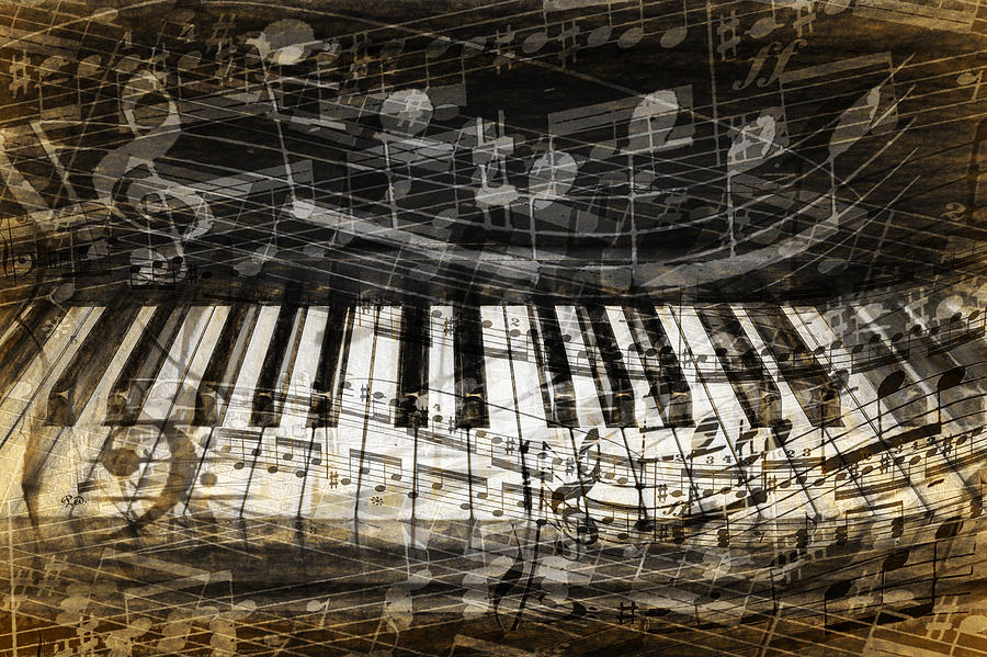 Jazz Photograph - Piano Keys with with Musical Notes by Randall Nyhof