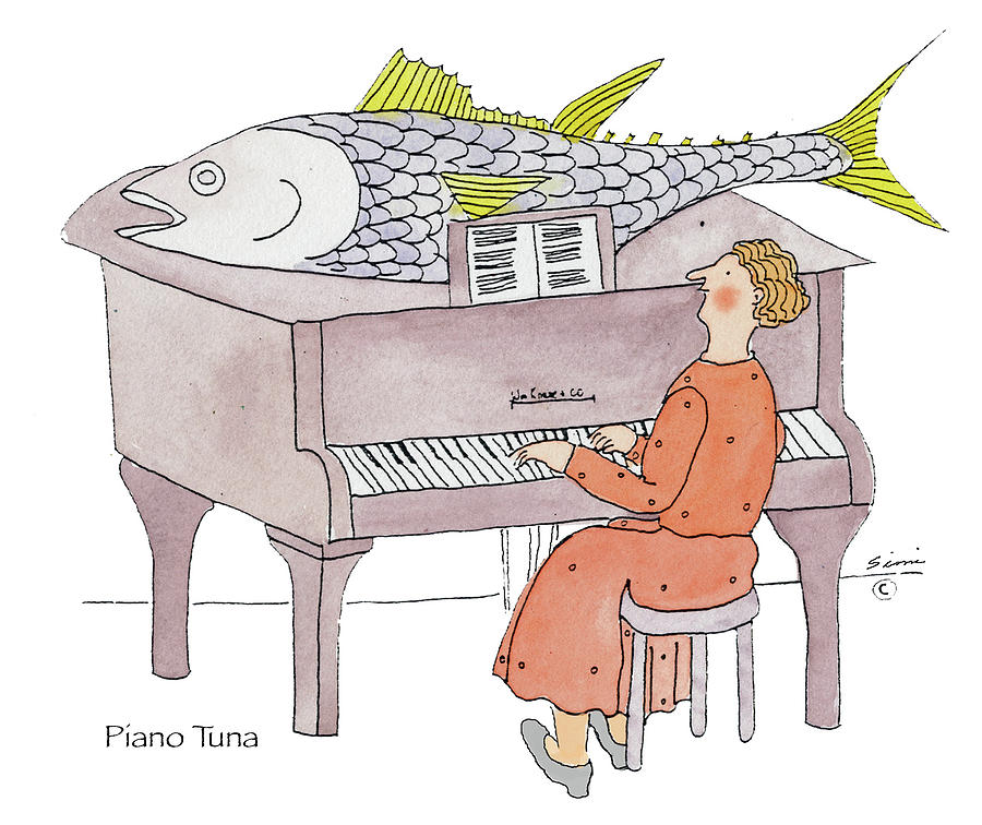 Piano Tuna Drawing by Simi Berman