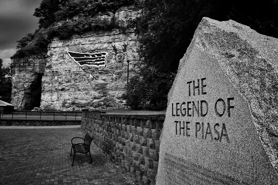 Piasa Monument in Black And White  Photograph by Buck Buchanan