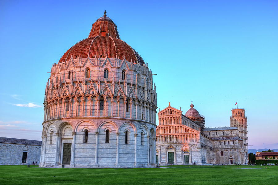 Piazza del Duomo o dei Miracoli or Cathedral Square of Miracles, Baptistery, Pisa, Italy, hdr Photograph by Elenarts - Elena Duvernay photo