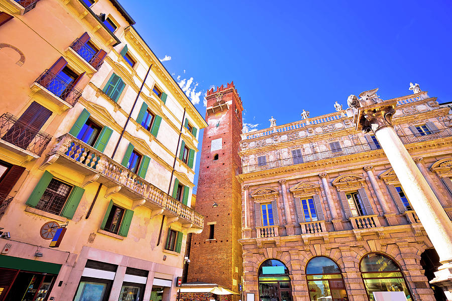 Piazza delle Erbe in Verona street and architecture view Photograph by Brch Photography