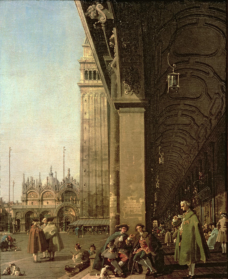 Piazza di San Marco and the Colonnade of the Procuratie Nuove Painting by Canaletto