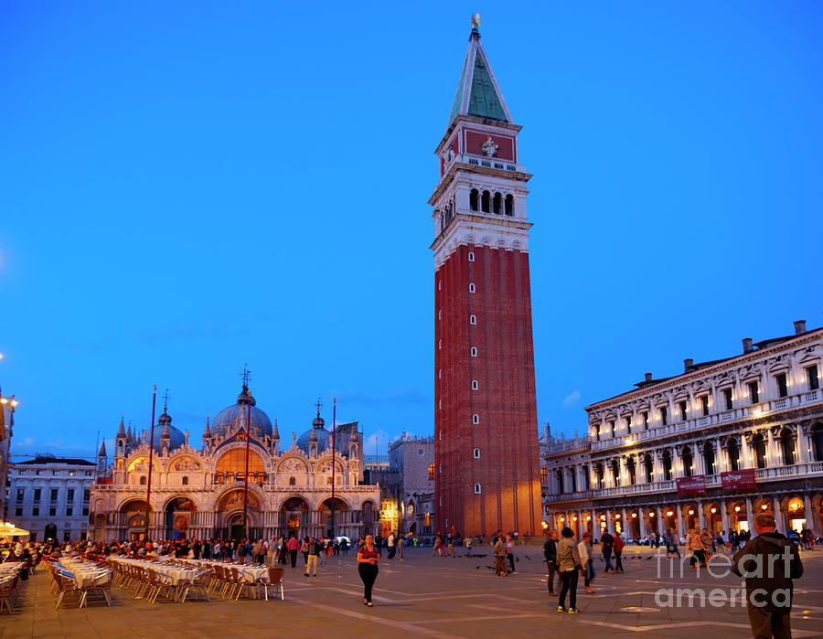 Piazza San Marco at Night in Venice Italy Photograph by Louise Heusinkveld