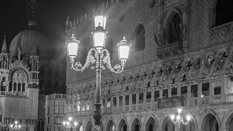 Piazza San Marco Black and White  Photograph by John McGraw