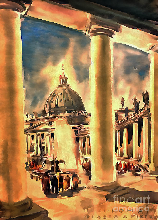  Piazza San Pietro in Roma Italy Painting by Odon Czintos