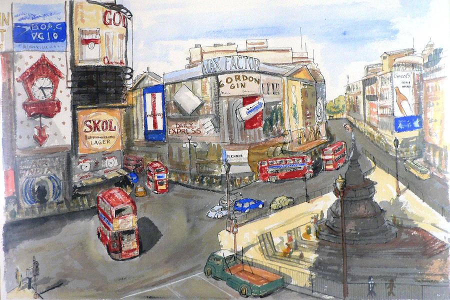 Street Scene Painting - Picadilly Circus by Dan Bozich Street Scene Painting - Picadilly Circus by Dan Bozich