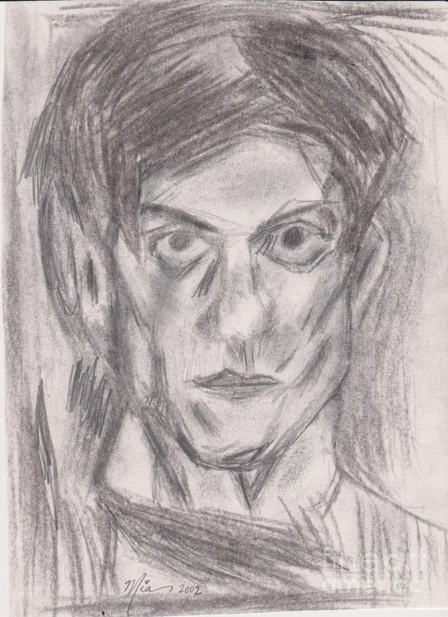 Picasso self portrait by Drawing by Mia Alexander