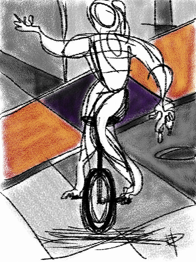 City Digital Art - Picasso Unicyclist by Russell Pierce