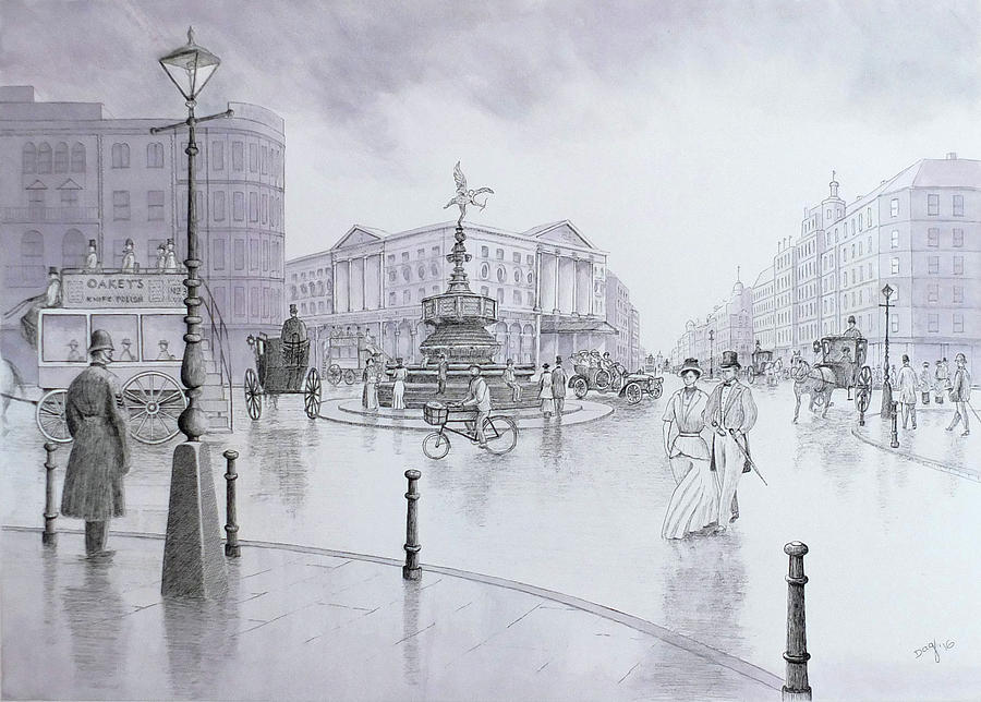 London Painting - Piccadilly Circus_After the Rain by David Godbolt