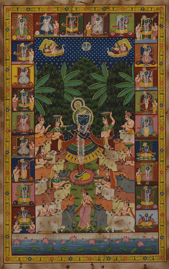 Pichwai Painting - Pichwai 109 by Pichwai Pichvai Pichhavai Pitchwai