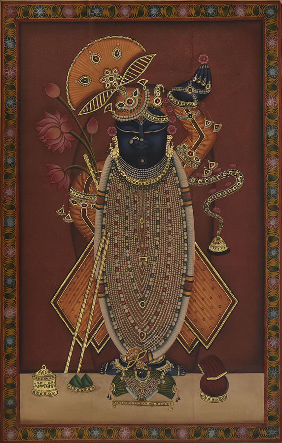 Pichwai Painting - Pichwai 121 by Pichwai Pichvai Pichhavai Pitchwai