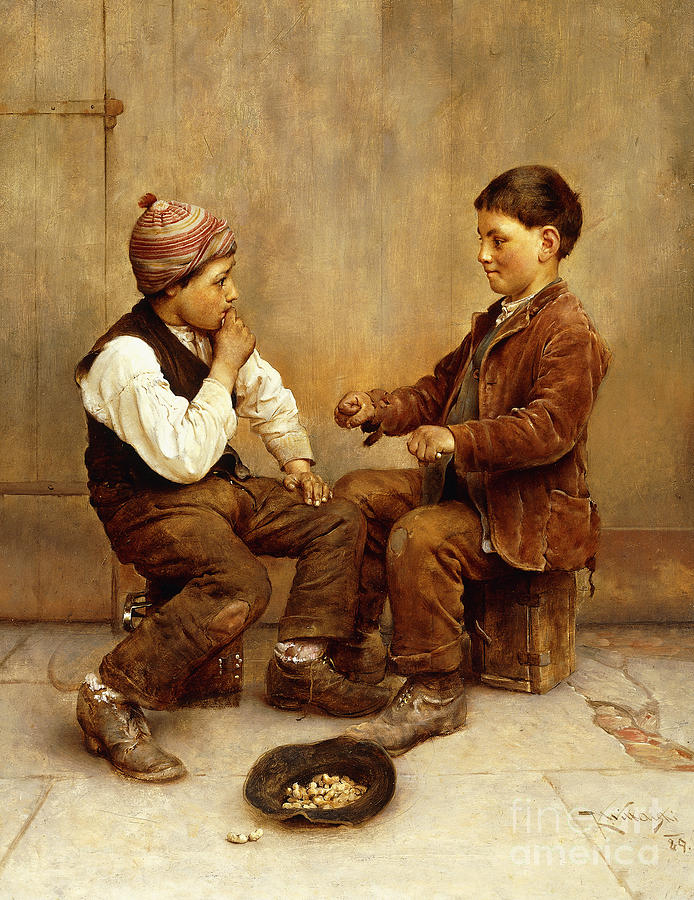 Pick a Hand, 1889 Painting by Karl Witkowski