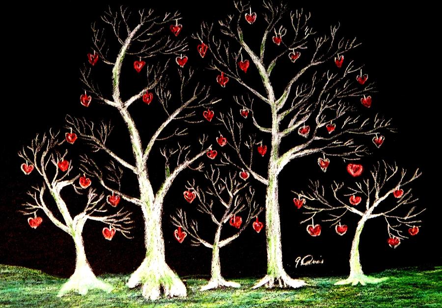 The Valentine Forest Drawing by Angela Davies
