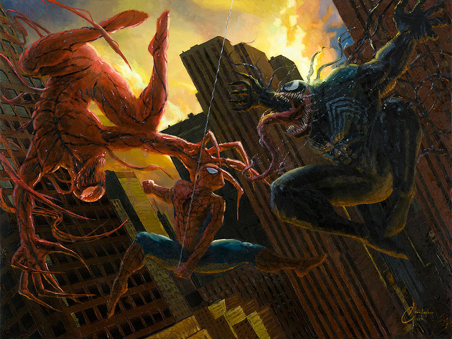 Pick Your Poison or SpiderMan vs Venom and Carnage Painting by Christopher  Clark - Fine Art America