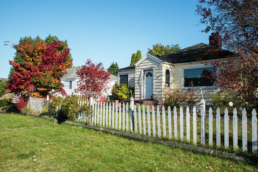 Picket Fence and Autumn Trees Photograph by Tom Cochran