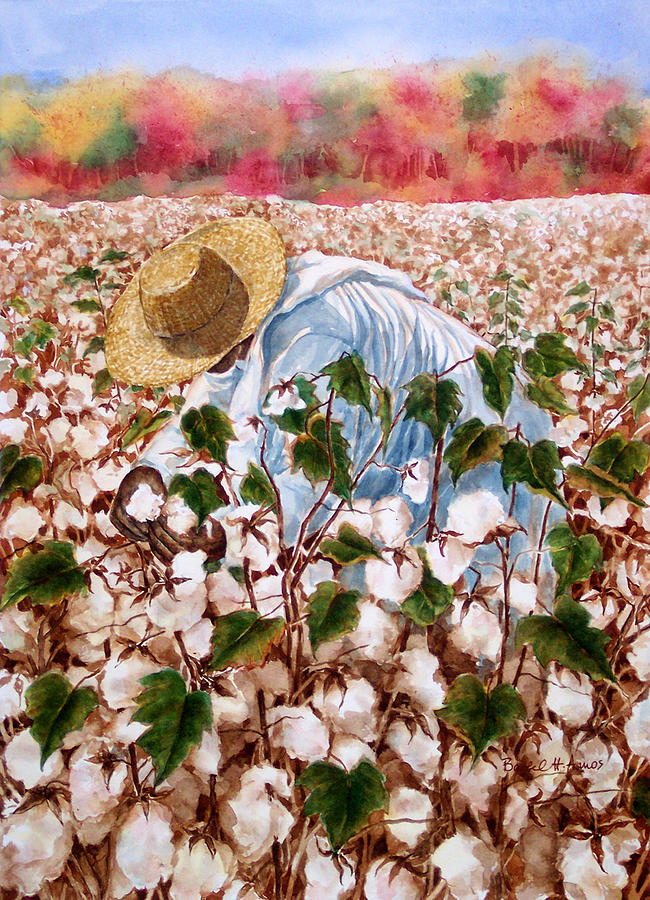 Picking Cotton Painting by Barbel Amos