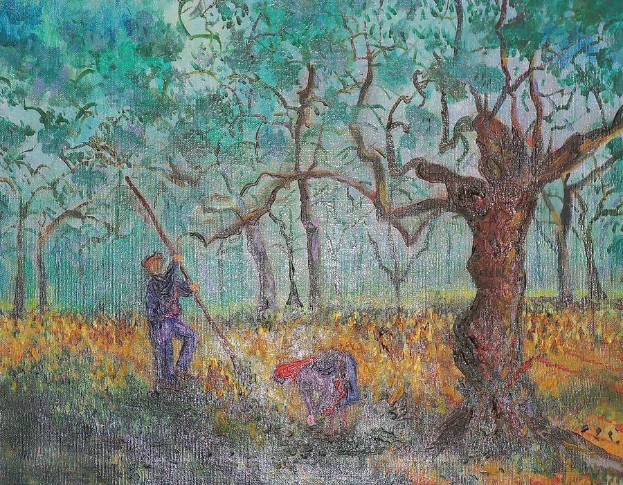 Landscape Painting - Picking Olives by Lore Rossi