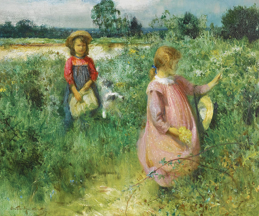 Picking Wildflowers Painting by Arthur Hacker