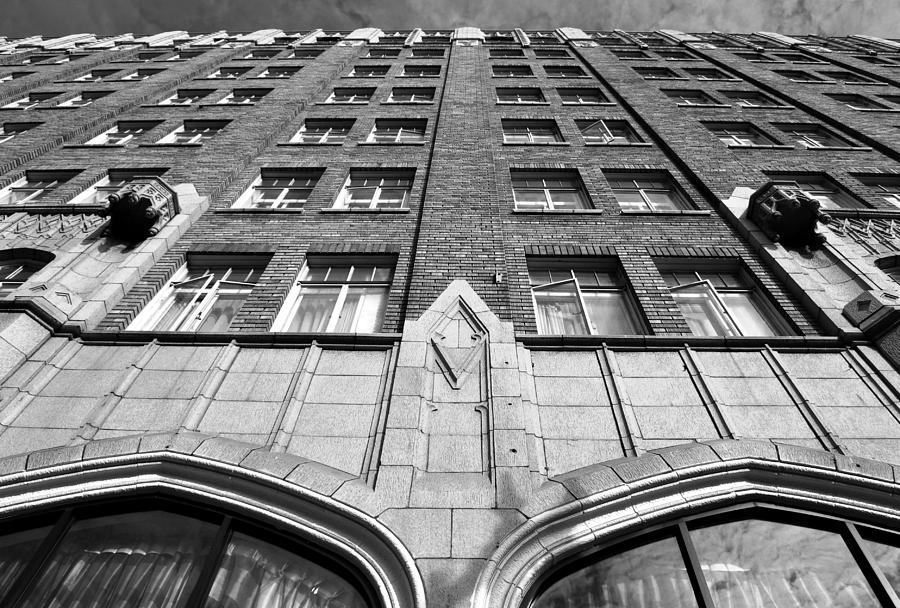 City Photograph - Pickwick Hotel - San Francisco - Looking Up 2 - Black and White by Matt Quest