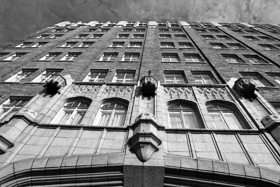 City Photograph - Pickwick Hotel - San Francisco - Looking Up - Black and White by Matt Quest