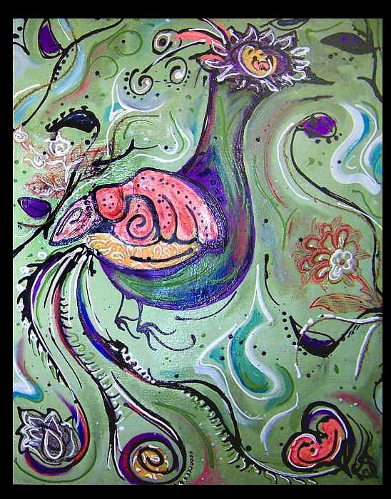 Whimsical Painting - Picky Peacock SOLD by Amanda Sanford Whimsical Painting - Picky Peacock SOLD by Amanda Sanford