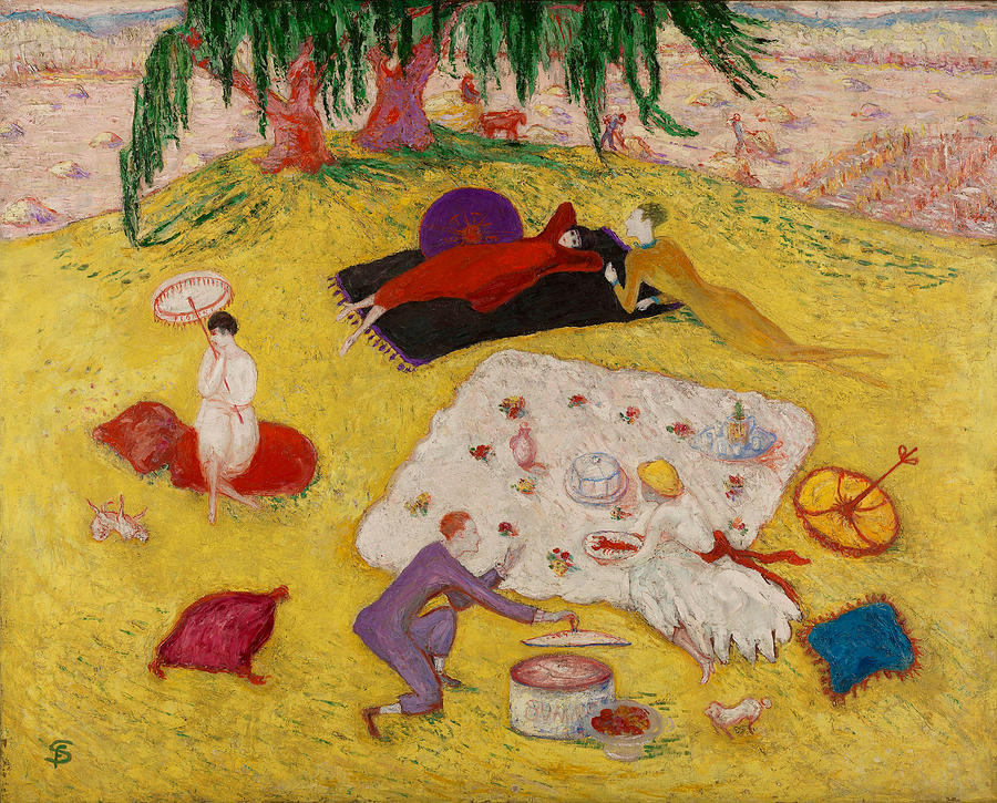 Beach Painting - Picnic at Beford Hills by Florine Stettheimer