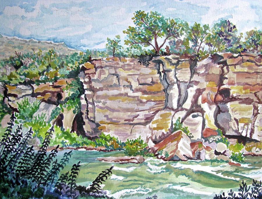Picnic at Ryan Dam, Montana Painting by Linda Williams