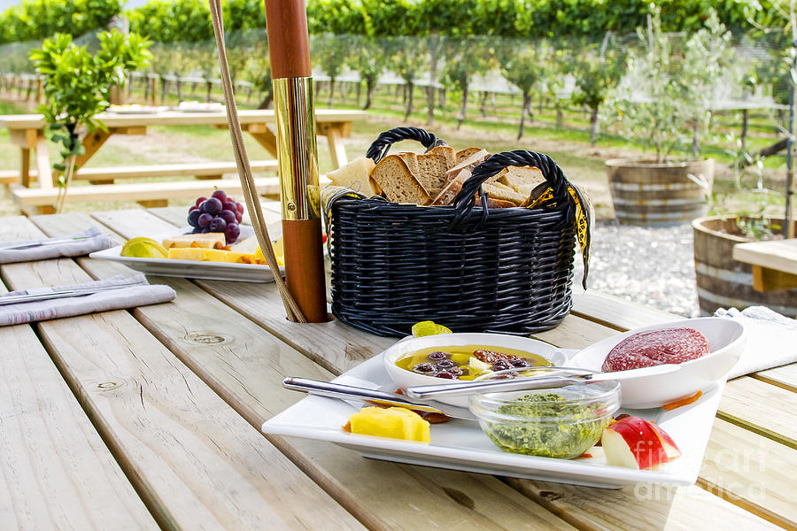 Wine Photograph - Picnic in vineyard by Patricia Hofmeester