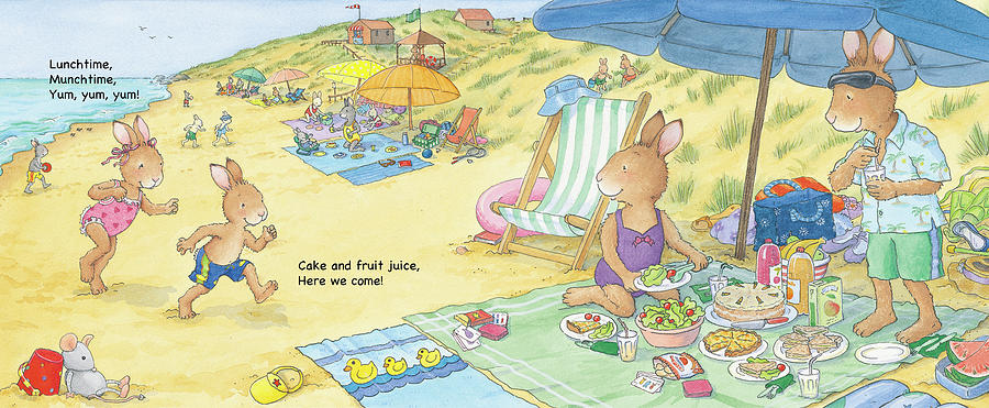 Picnic Lunch on the Beach -- With Text Painting by June Goulding